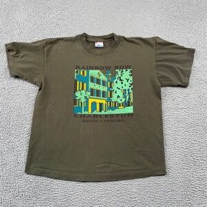VTG Charleston SC T-Shirt Mens XL Brown Softee Single Stitch Made in USA